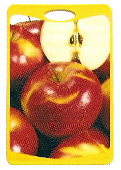 Разделочная доска с антимикробной защитой Microban (Майкробан) серия "Средняя с рисунком", цвет : бордовый Размер: 250мм. х 370мм. рис "Красные яблоки"