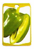 Разделочная доска с антимикробной защитой Microban (Майкробан) серия "Мини", цвет : красный Размер: 139мм. х 200мм. рис "Зелёный перец"